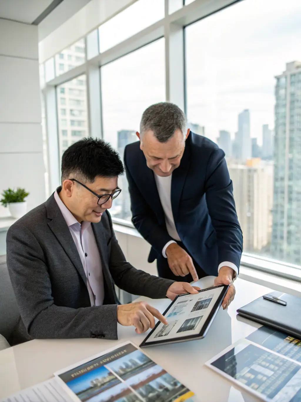 A real estate agent engaging with a client, showcasing how Marketing Titan helps improve client interactions through timely and relevant marketing efforts.
